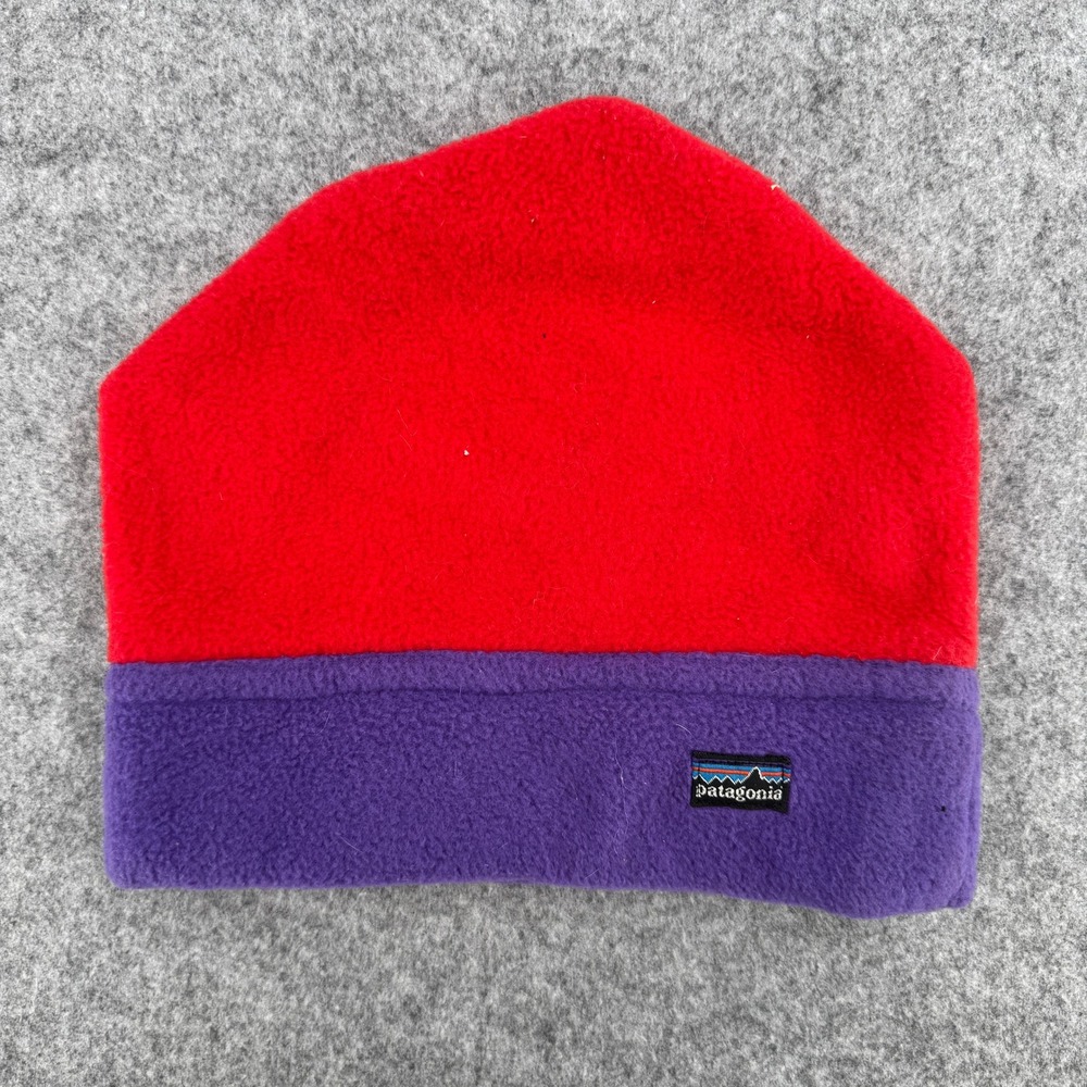 Vintage 90s Red Purple Colorblock Fleece USA Patagonia Beanie Unisex M